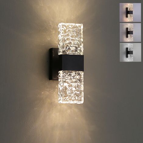 Applique murale, lampe LED en cristal, appliques murales décoratives avec 3 températures de couleur, lampe de chevet, noir (1/5)