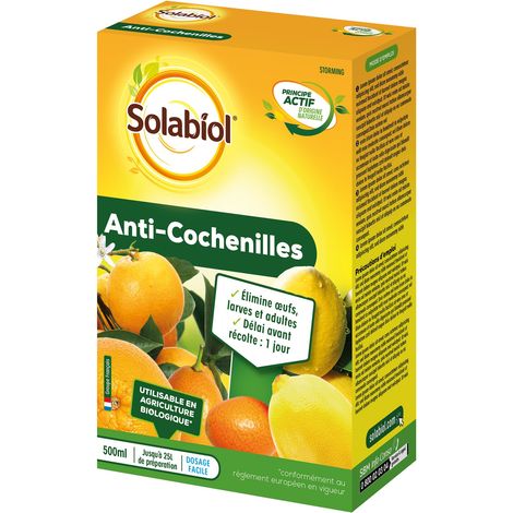 SOLABIOL SOCOC500 - Anti-Cochenilles- Etui 500 ml- Élimine oeufs, larves et adultes - Utilisable en Agriculture Biologique
