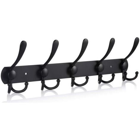 (Noir Mat, 15 Crochets, 1pcs)Patères Porte Manteaux pour Serviettes Peignoirs (1/3)