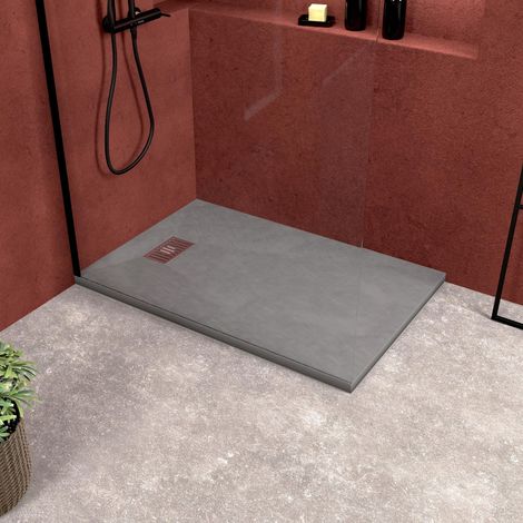 Piatto Doccia Grigio Effetto Pietra 80x120 cm e Griglia motivo Lineare in acciaio inox (1/5)