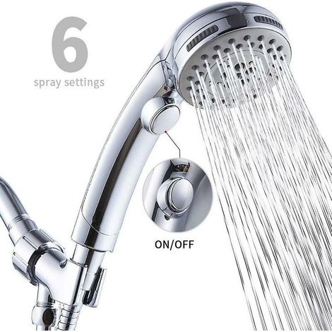 JOORRTDouchette à main avec tuyau - 5 réglages de pulvérisation Pommeau de douche haute pression amovible avec interrupteur marche/arrêt (1/5)