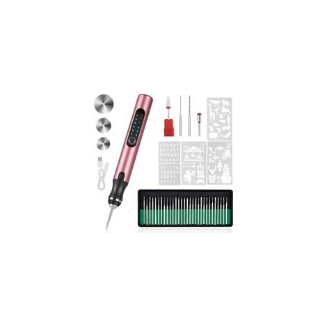 (or rose)Stylo à graver électrique, machine à graver sans fil rechargeable par USB, graveur rotatif portable pour le bricolage, idéal pour la gravure de bijoux, de bois, de verre et de pierre (1/5)