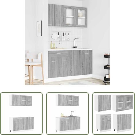 vidaXL Meubles cuisine - Ensemble de meubles de cuisine Lyon 4 pcs Sonoma gris (1/5)