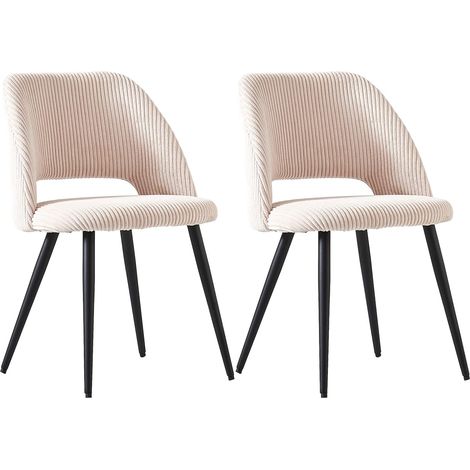 AINPECCA Dining Chairs Set of 2 Velvet Kitchen Counter Chairs with Booster Padded Seat Strong Black Metal Legs Backrest for Living Room Bedroom,Beige (1/5)