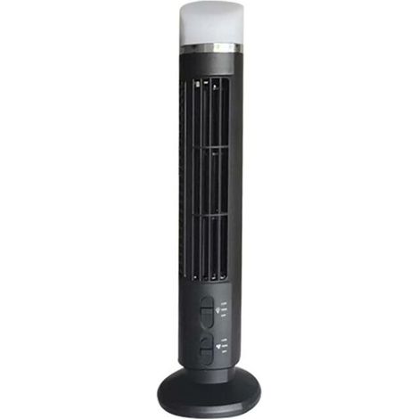 Ventilateur tour portable, design épuré avec LED, vent puissant, gain de place, design sans pales, interface USB, noir