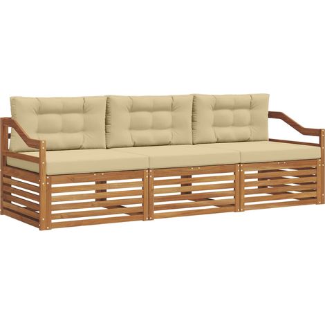 Ensemble de canapés d'extérieur 3 pcs  Salon de jardin Naturel et Beige (1/5)