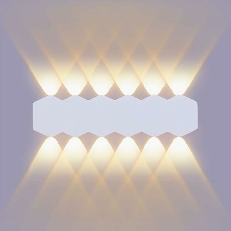 MINKUROW 12w Led 31cm Aplique De Pared Lámpara Blanca Para Interiores Lámpara De Pared Moderna Hacia Arriba Y Hacia Abajo Iluminación De Pared De Aluminio Luz Blanca Cálida 3000k Para Sala De Estar Do (1/5)
