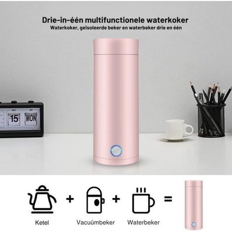 Bollitore portatile – 1 pezzo, rosa, mini bollitore da viaggio e campeggio da 400 ml, tempo di ebollizione 5 minuti – Colore: Rosa (1/5)