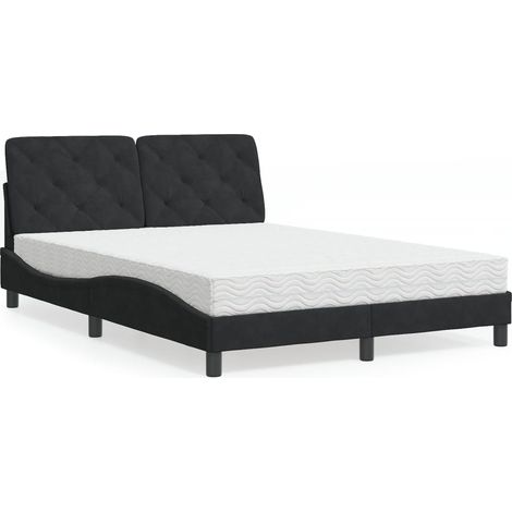 Bett mit Matratze Schwarz 120x200 cm Samt