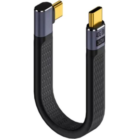 Câble court coudé USB 4 Type-C 13.5 cm 40 Gbps charge PD240W (1/2)