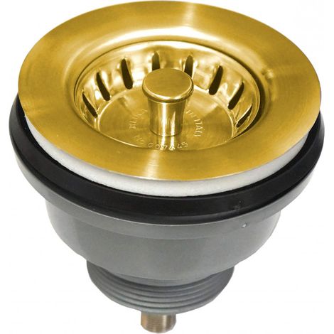 Bonde de lavabo D.86mm pour trou de 60mm – Finition gold satin PVD – Mécanisme à panier pour vidage rapide – Lira (1/3)
