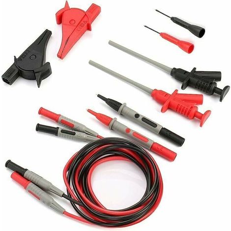 Multimeter Probes, 10 in 1 Test Lead Set, 10pcs Automotive Electronic Meter Test Lead Set, Multimeter Probe Set and Current Clamps with Alligator Clips and Banana Plugs MUMU (1/4)