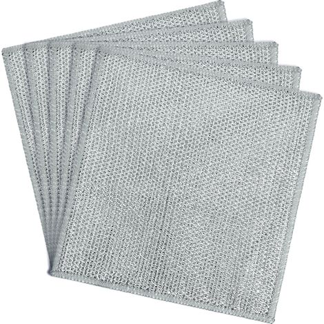 paños metálicos, malla plateada duradera, lavables, reutilizables, para cocina/baño. (1/5)