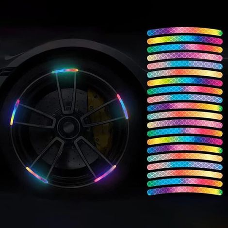 40 pezzi, striscia riflettente universale per cerchi da 16-19 pollici, bande decorative di sicurezza notturna per ruote auto, adesivi per cerchi moto, adesivi riflettenti per ruote (1/5)