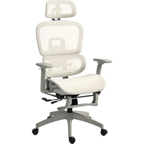 Chaise de bureau ergonomique en maille, fauteuil de bureau inclinable, accoudoirs 3D, appui-tête réglable, beige
