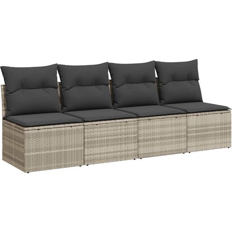 Maison Exclusive - Gartensofa mit Kissen 4-Sitzer Hellgrau Poly R