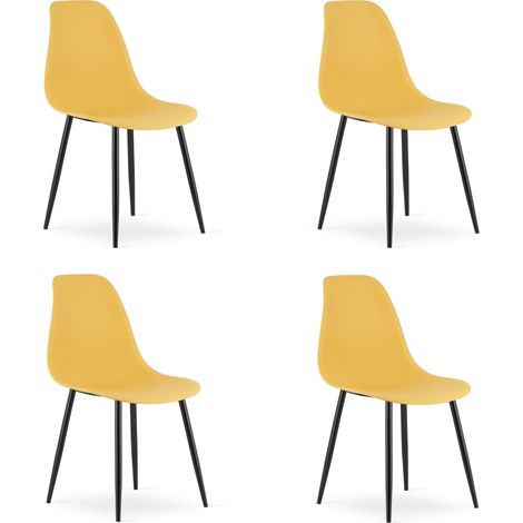 Chaise WAT moutarde / pieds noirs x 4 (1/5)