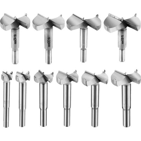 Mèches Bois, 10 Pcs Mèches Forestières, Faconner Meche a Fraiser Bois Fraise Perceuse Bois 15mm 20mm 25mm 30mm 35mm 40mm 45mm 50mm 55mm 60mm (1/4)