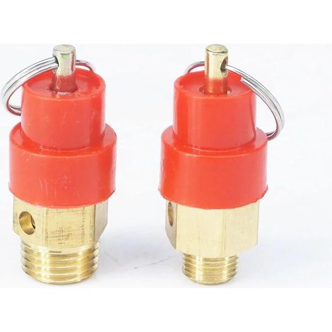 5 soupapes de sécurité pour compresseur d'air, limiteurs de pression, filetage extérieur G3/8, pression de tarage 8 kg, couvercle rouge (1/5)