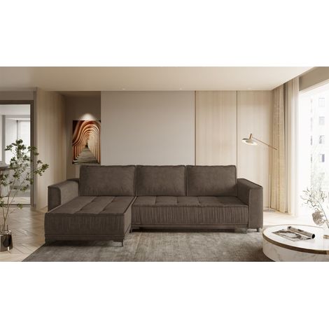 Ecksofa Schlafsofa Sofa JUNA Stoff Terra Braun Ottomane Links (1/4)