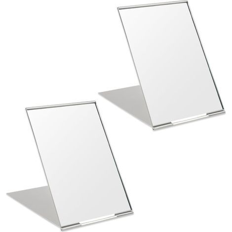 Miroirs de Maquillage Haute Definition, Lot de 2, 8,5 5 cm, biegsam, Miroirs de Bureau Portables, Miroirs de Voyage. (1/5)