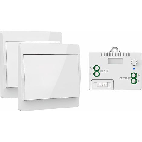 Mengshen Interrupteur sans fil avec alimentation propre sans fil ni WiFi Interrupteur d'éclairage avec télécommande imperméable Convient pour salles de bains, cuisines, couloirs et escaliers (1/5)
