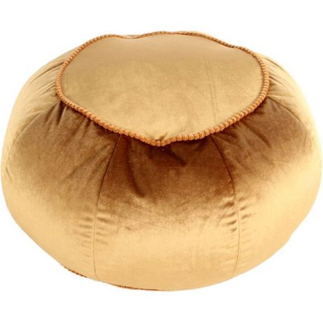 Pouf Rond en Velours "Taj Mahal" 65cm Marron (1/3)