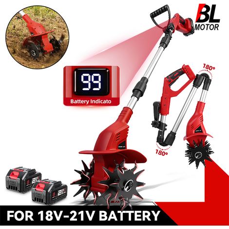 Motozappa, Tagliaerba, Scarificatore e Attrezzo da Giardino Elettrico a Batteria (Cordless) Brushless da 1600W, Compatibile con Batterie Makita. (1/5)