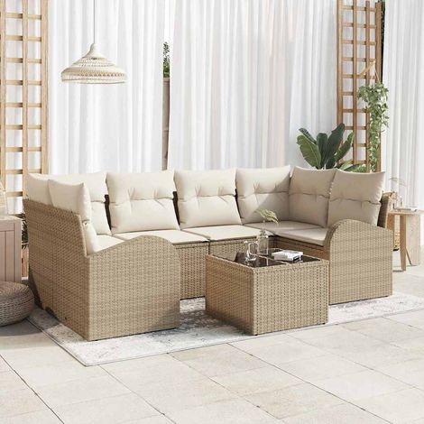 vidaXL Gartensofa-set Beige 55 x 55 x 37 cm Poly-Rattan (1/5)