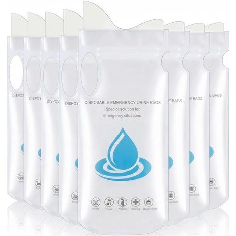 Sacs à urine jetables (8 pièces) Sacs à urine d'urgence pour femmes, voyages en voiture, camping, embouteillages, randonnées Sacs pour urinoir et vomi pour femmes (1/4)