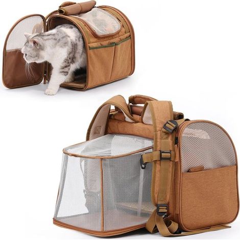 Panier de transport pour chat et chien - Sac de transport pour chien et chat - Sac de voyage pour chien et chat - Sac pour chien - Sac pour chat - jusqu'à 4,5 kg - marron (1/4)