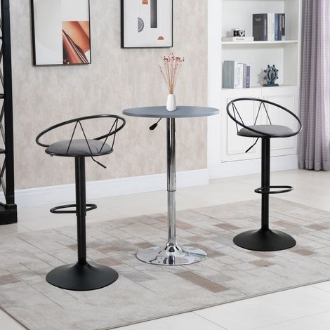 Ensemble de 2 Gris tabourets bar avec dossier et repose pieds siège réglable en hauteur rembourré