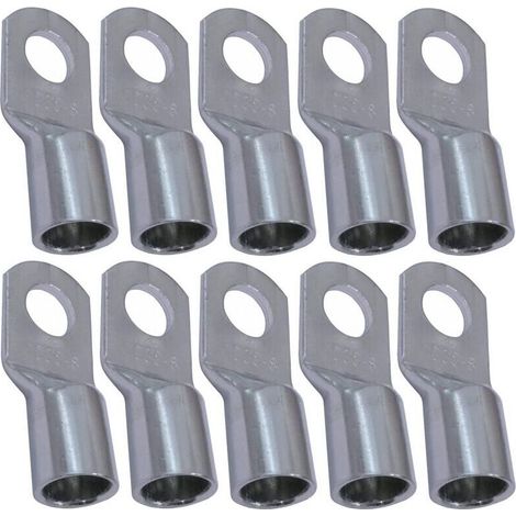 Packung mit 10 unisolierten Ringkabelschuhen – Ø 8 mm – 35 mm² Leiterquerschnitt – Kupferlegierung – gecrimpt
