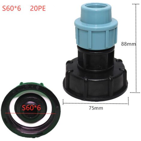 Adaptateur de réservoir IBC S60 x 6 - Raccord en pour raccord de tuyau d'eau (sortie tête droite 20mm) (1/5)