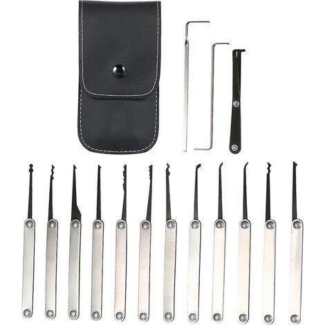 Kit de crochetage de 15 pièces en acier inoxydable pour la pratique et l'entraînement des serruriers débutants. (1/4)