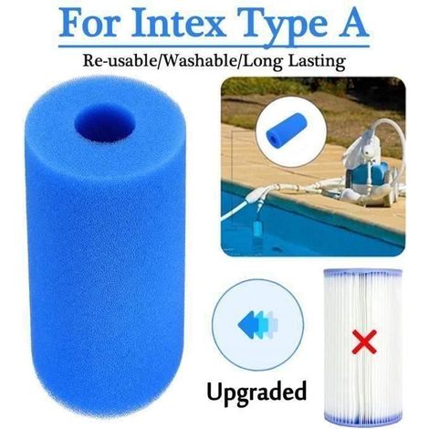 Filtre de Piscine - Intex - Mousse Réutilisable - Éponge Lavable - 200x100mm - Trou 40mm (1/4)