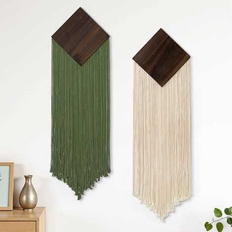 Lot de 2 tentures murales bohème en macramé pour l'extérieur (1/5)