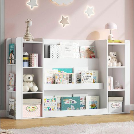 Librería infantil blanca de MDF con compartimentos 140 x 30 x 95 cm (1/5)