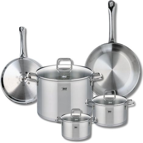 Ensemble de 2 Poêles de cuisson 24 et 28 cm et 3 faitouts 14, 16 et 26 cm Elo Profi Citrin (1/5)