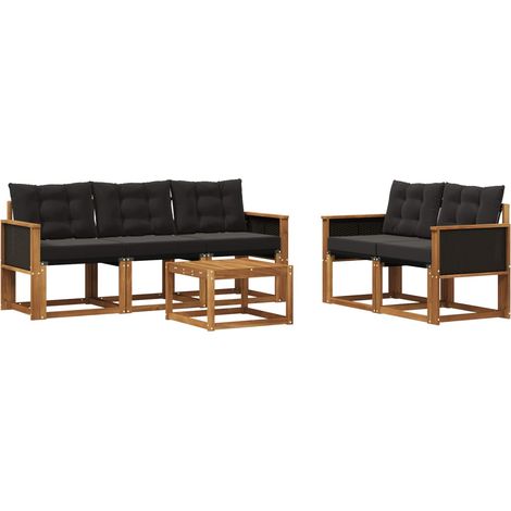 Set di divani da esterno 6 pz Naturale e Nero vidaXL (1/5)