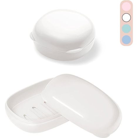 2er-Set Reise-Seifenschalen mit Deckel, aus wasserdichtem Kunststoff für das Badezimmer.