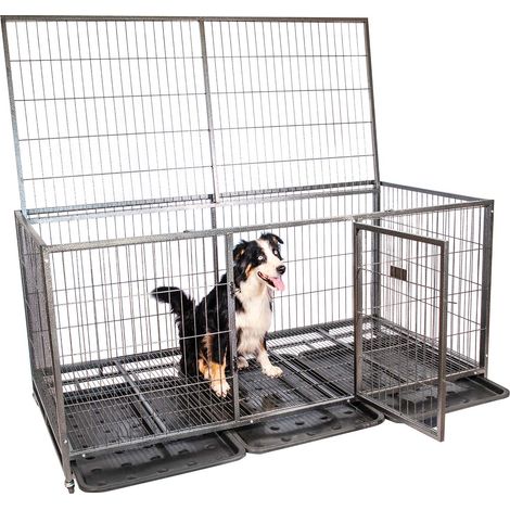 Cage pour chien intérieur et extérieur Mouvedy2XL, 180x93x89cm, caisse de transport, roues verrouillables, pliable, 2 portes, plateau amovible,Paitsy