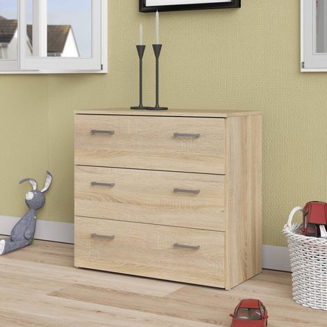 Dmora - Cassettiera Addie, Settimino multiuso, Comò camera da letto, Mobile con cassetti, 74x36 h70 cm, Quercia (1/5)