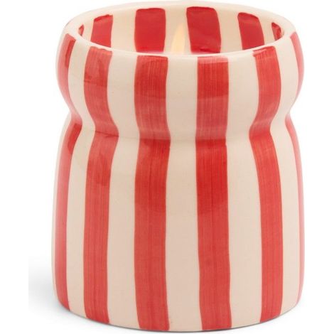 Candela in Ceramica Cabana a Strisce Rosse Hibiscus Bay 184g Paddywax