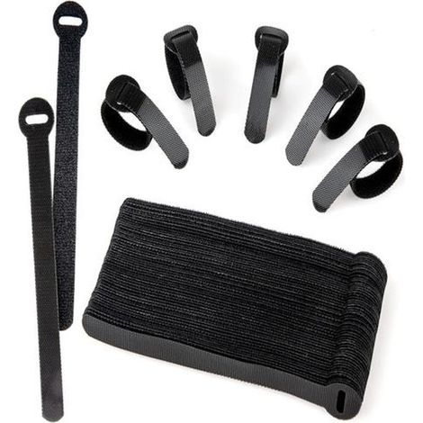 60 attaches de câble réutilisables, réglables en nylon noir, 12 mm x 150 mm, pour gestion des câbles PC et bureautique (1/5)