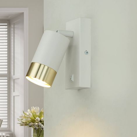 Applique murale aluminium GU10 orientable en spot doré blanc applique murale