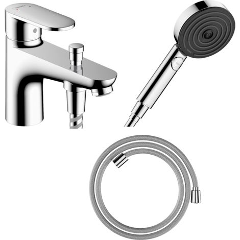 Pack mitigeur bain douche mécanique HANSGROHE Vernis Blend C2 + Pommeau de douche Pulsify Select 105 + Flexible Designflex chromé