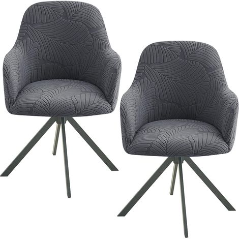 Lot de 2 Housses de Chaise avec Accoudoirs Extensibles, Housses de Chaise de Salle à Manger Jacquard Lavables Amovibles, Couvre-Chaise Élastique Antidérapant pour Cuisine, Salon, Bureau, Restaurant (1/4)