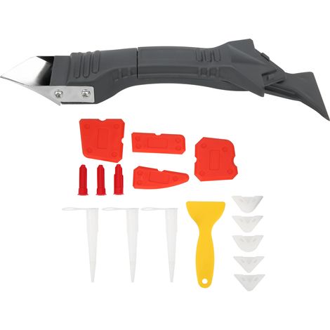 Kit 17 pièces outils de finition pour calfeutrage : buses en silicone, spatules, lisseur de joint, scellant et applicateur (1/5)