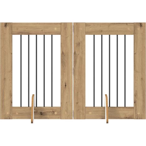Dog Gate with Stands 2 pcs Artisan Oak 60 x 80 cm vidaXL